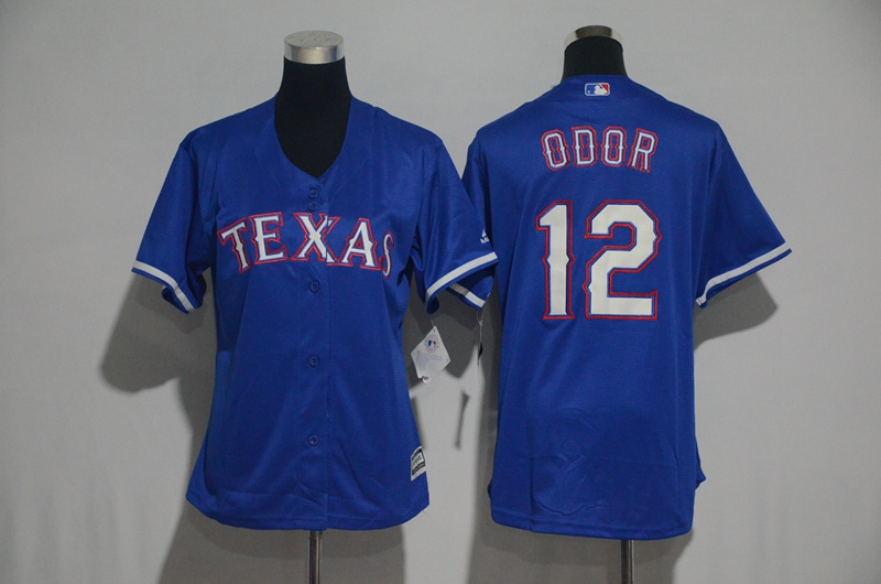 Womens 2017 MLB Texas Rangers #12 Odor Blue Jerseys->women mlb jersey->Women Jersey